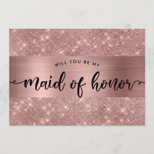Invitation Chic Rose Gold Maid of Honor Proposition d'invitat