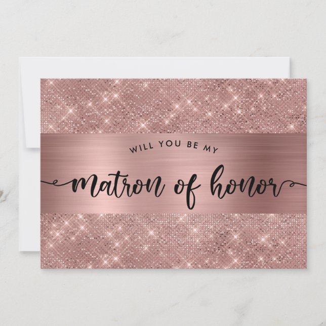 Invitation Chic Rose Gold Matron of Honor Proposition d'invit (Devant)