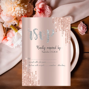 Invitation Chic Rose Gold Parties scintillant Drives Argent R
