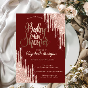 Invitation Chic Rose Gold Parties scintillant Drives Baby sho