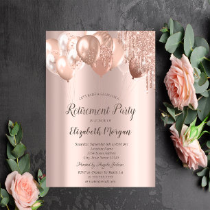 Invitation Chic Rose Gold Parties scintillant Drives Ballons 
