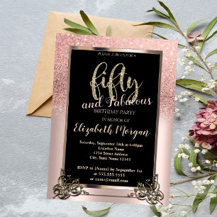 Invitation Chic Rose Gold Parties scintillant Ombre 50e fête 