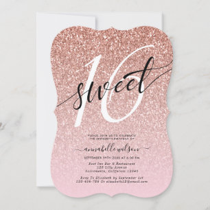 Invitation Chic Rose Gold Parties scintillant Sweet 16 Annive