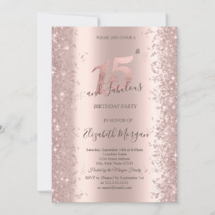 Invitation Chic Rose Gold Sparkle Diamonds 15e anniversaire