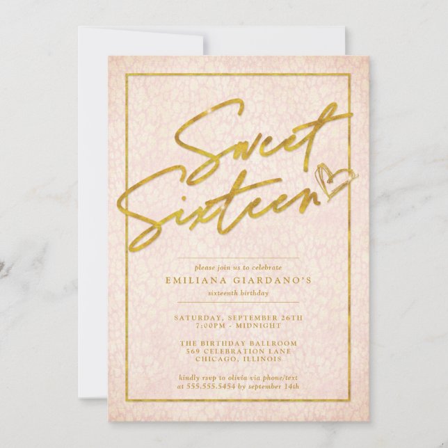 Invitation Chic rose & or Leopard Sweet 16 Party (Devant)