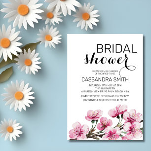 Invitation Chic rose Sakura Fête des mariées botanique floral
