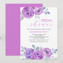 Chic Rose Violet Verdure Florale Baby Shower 