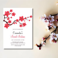 Chic rouge cerisier fleurs Sakura fête d'anniversa