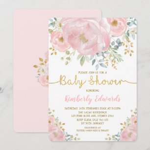 Invitation Chic rougissent le baby shower de demoiselle de