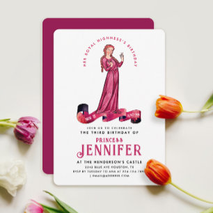 Invitation Chic Royal Rose Moyen Âge Princesse Conte de Fée A