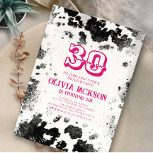 Chic Rustic Cow Imprimer Hot Pink 30e fête d'anniv