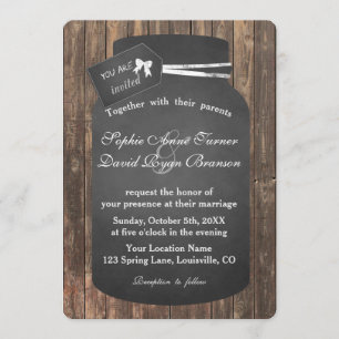 Invitation Chic Rustic Mason unique Jar Chalkboard Mariage