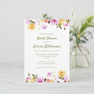 Invitation Chic Rustique Été Fleurs Aquarelle Baby Shower Mar