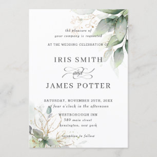 Invitation Chic Rustique Mariage de feuillage feuillus