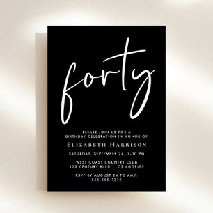 Invitation Chic Script 40e fête d'anniversaire
