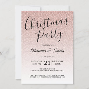 Invitation Chic Script Parties scintillant rose Ombre Noël Pa