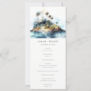 Invitation Chic Seascape Palm Tree Island Wedding Program