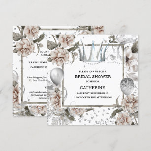 Invitation Chic Shabby couronne argent parties scintillant ro