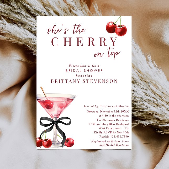Invitation Chic She's The Cherry On Top Martini Bridal Shower (Créateur téléchargé)