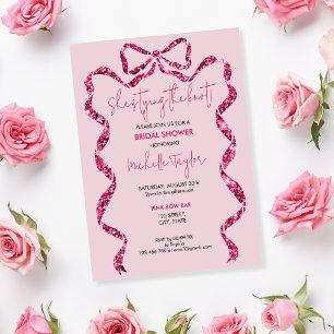Invitation Chic She's Tying the Knot Pink Bow Fête des mariée