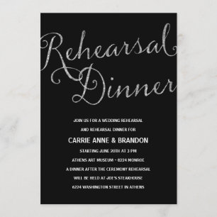 Invitation Chic Shimmer Dîner de répétition de Faux Silver F