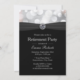 Invitation Chic Silver & Black Diamond Retraite Party