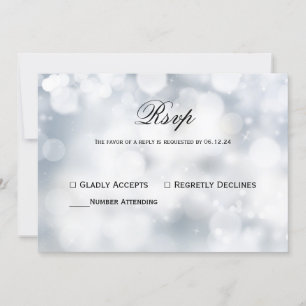 Invitation Chic Silver Bokeh Mariage léger Rsvp