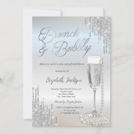 Invitation Chic Silver Drivers Pearls Prosecco Fête des marié