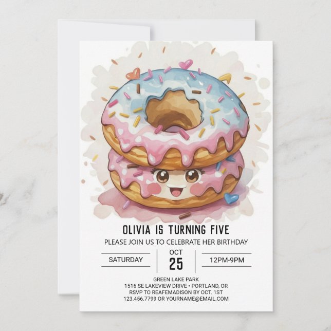 Invitation Chic Simple Donuts Anniversaire (Devant)