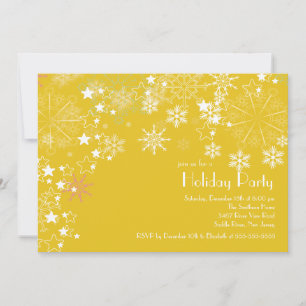 Invitation Chic Snowflakes Gold de Noël