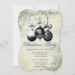 Invitation Chic Snowflakes, Lumières, Black Balls Noël