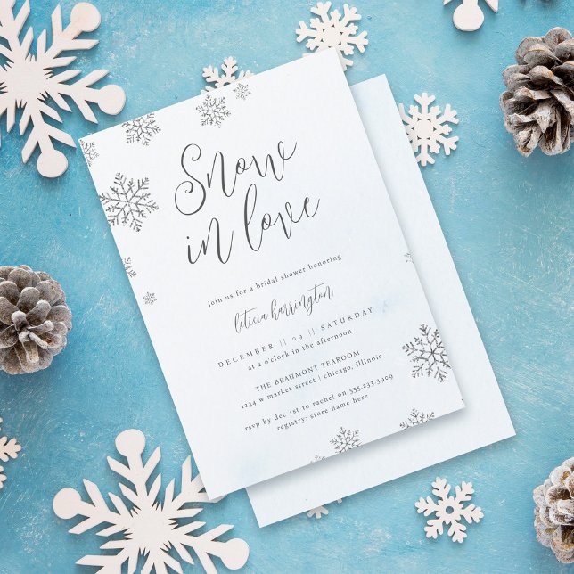 Invitation Chic Snowflakes neige en amour Fête des mariées d' (Créateur téléchargé)