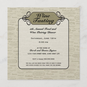 Invitation chic sophistiquée de vin