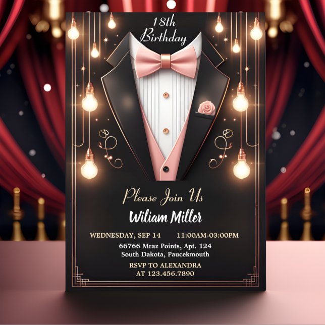 Invitation Chic Suit Award Hommes Adulte Tuxedo 18e Anniversa (Créateur téléchargé)