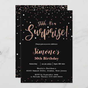 Invitation Chic Surprise N'IMPORTE QUEL ÂGE Anniversaire Rose