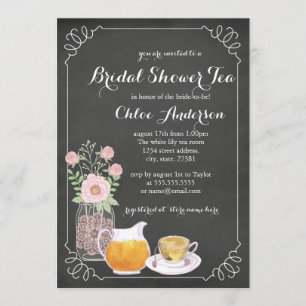 Invitation Chic Teacup Chalkboard Bridal Douche