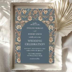 Invitation Chic teintes brun ivoire bleu foncé Nouveau