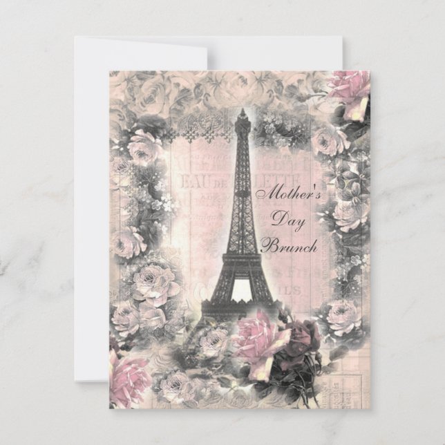 Invitation Chic Tour Eiffel & Brunch de la Fête des Mères Ros (Devant)
