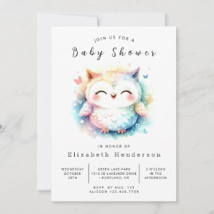 Invitation Chic Trees Owl Baby shower