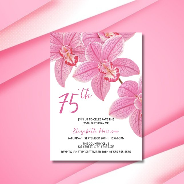Invitation Chic Tropical Floral rose orchidée Anniversaire (Créateur téléchargé)