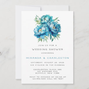 Invitation Chic Turquoise bleu pivoine Wedding shower