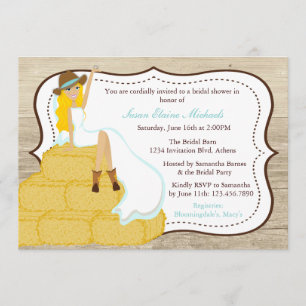 Invitation Chic Turquoise Cowgirl Country Bride Fête de l'mar