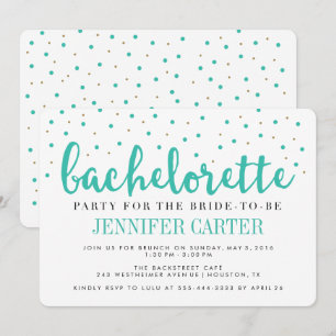 Invitation Chic Turquoise Gold Dots Bachelorette Party Invita