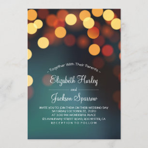 Invitation Chic Turquoise or Bokeh Parties scintillant chaîne