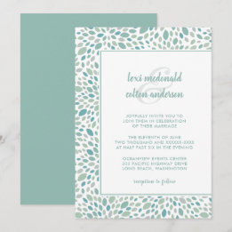 Invitation Chic Vert Abstrait Floral Mariage de la mer