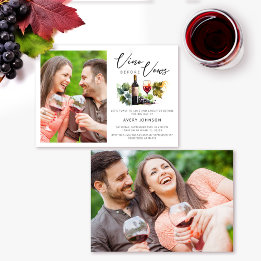Invitation Chic Vino Avant Vows Photo Fête des mariées Vignob