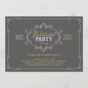 Invitation chic vintage de partie de Bachelorette