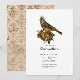 Invitation Chic Vintage or et cuivre Quinceañera