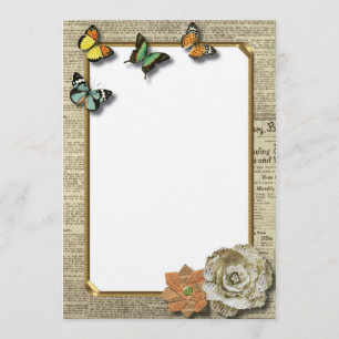 Invitation chic vintage rustique de papillons