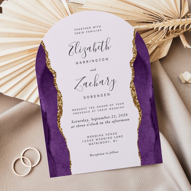 Invitation Chic violet or Agate Arch Lavender Mariage (Créateur téléchargé)